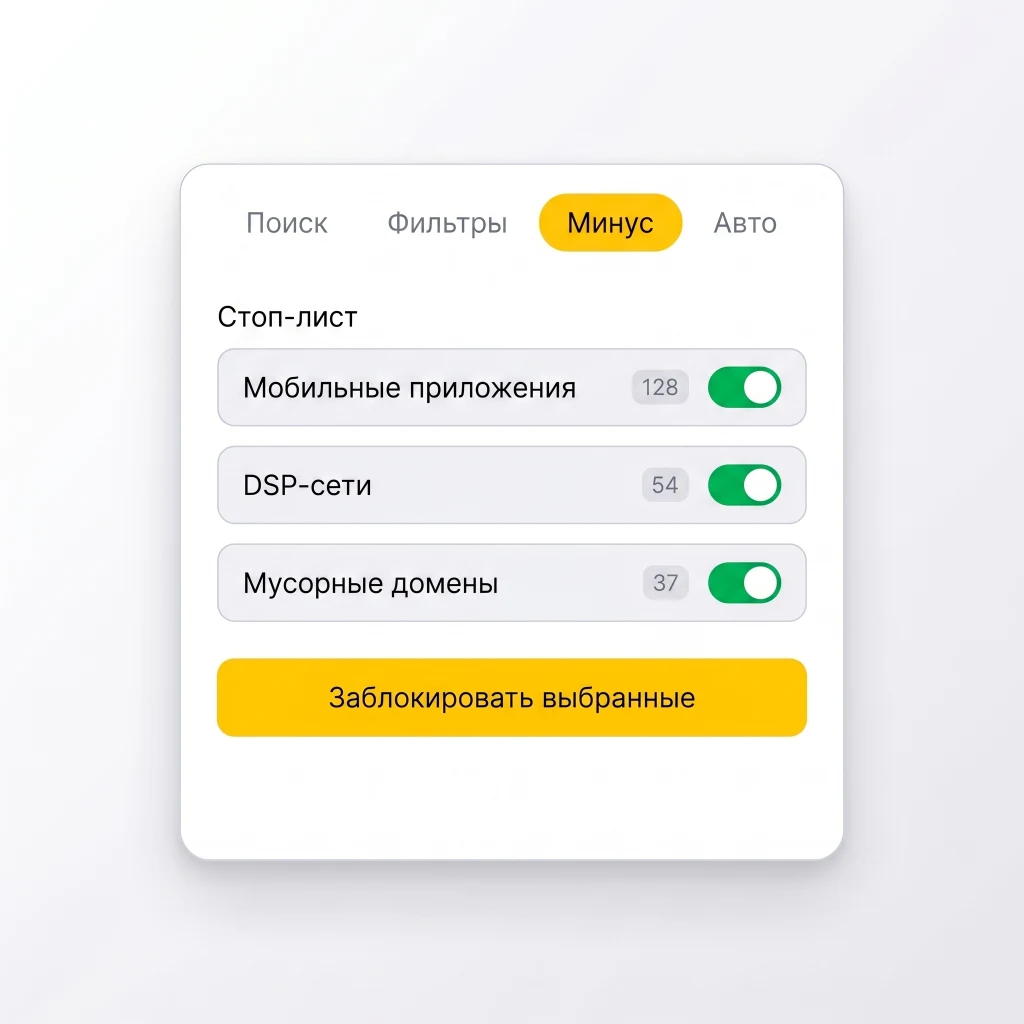 Готовые стоп-листы в Kliner Pro