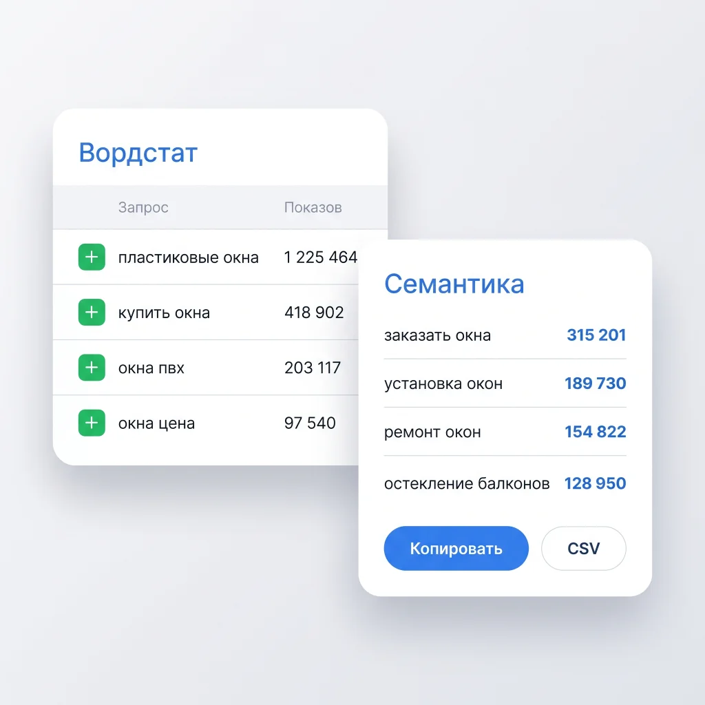 Сбор семантики и минус-слов в Яндекс.Вордстат с Kliner Pro